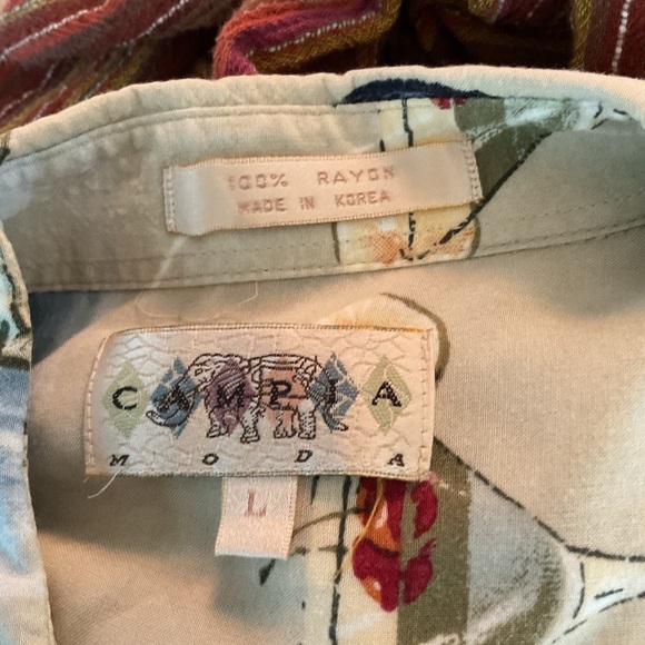 Campia Moda Men’s Tropical Beach Button Down Shirt Size L. Fishing Palm Tree - Picture 9 of 9